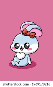 Cute and happy baby rabbit cartoon illustration