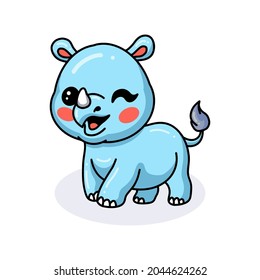 Cute happy baby rhino cartoon