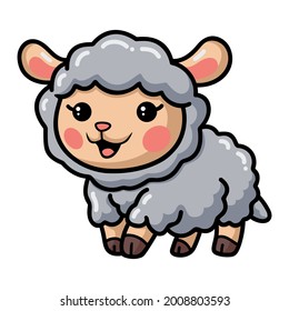 Cute happy baby sheep cartoon