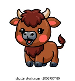 Cute happy baby yak cartoon