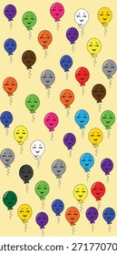 cute happy balloons pattern stamp kit vector art