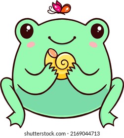 Cute Happy beach frog. Vector illustration