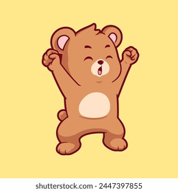 Cute happy bear cartoon vector icon illustration. Flat style animal cartoon logo mascot
