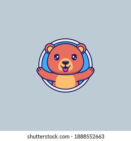 Cute and happy bear logo