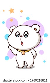 Cute and happy bear with stars cartoon illustration