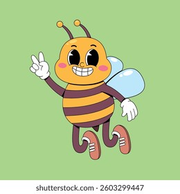 Cute happy bee cartoon mascot