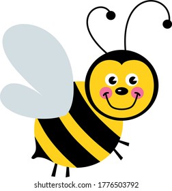 Abeja alegre y ligera aislada en blanco

