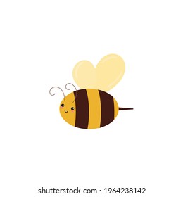 Abeja alegre y agradable aislada de fondo blanco. Ilustración vectorial.