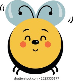 Cute happy bee isolated on white