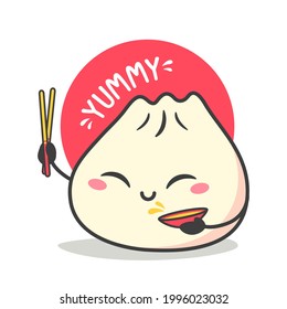 cute happy big dumpling character