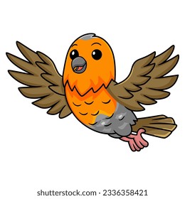 Cute happy bird cartoon flying