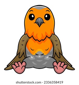 Cute happy bird cartoon sitting