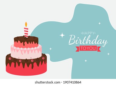 Cute Happy Birthday Background Gift Box Stock Vector (Royalty Free ...