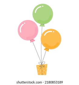 Cute happy Birthday balloons with gift box
