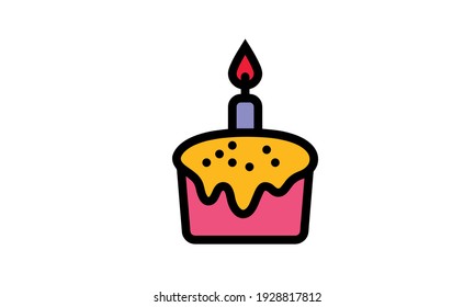 cute happy birthday card with cake and candles. , vector illustration of cake and candles, save the date happy birthday gift card with birthday cake, vector birthday cake, EPS