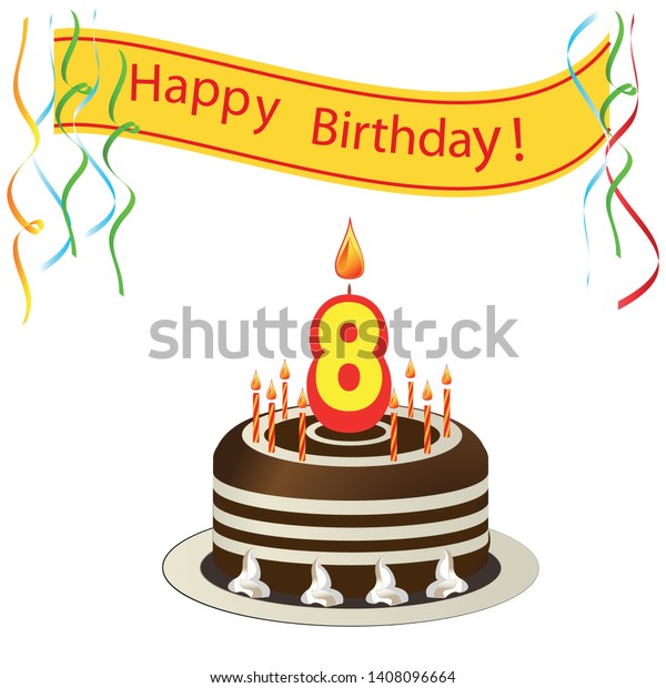 Cute Happy Birthday Card Cake Candles Stock Vector Royalty Free 1408096664 Shutterstock