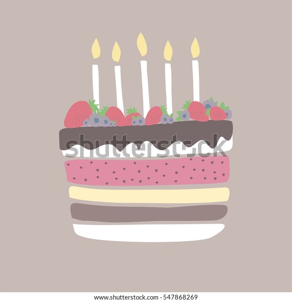 Cute Happy Birthday Card Cake Candles のベクター画像素材 ロイヤリティフリー