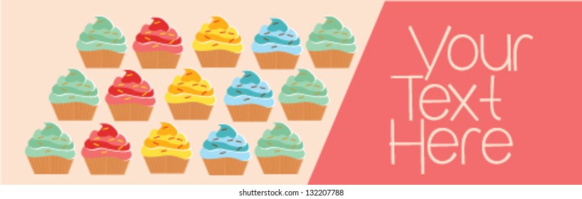 cute happy birthday card with cupcake