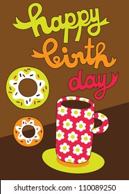 cute happy birthday card design. vector illustration