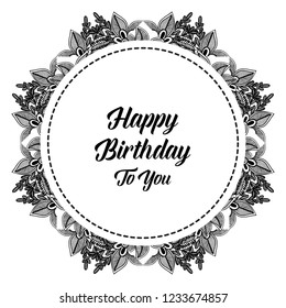 Cute Happy birthday card design with flowers vector