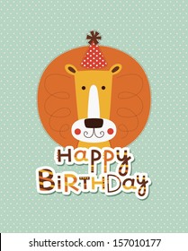 cute happy birthday card design. vector illustration