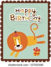 cute happy birthday card design. vector illustration