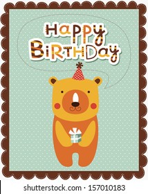 cute happy birthday card design. vector illustration