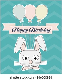 cute happy birthday card with fun bunny