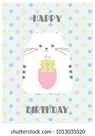 Cute happy birthday card. Vector illustration