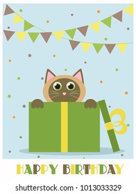 Cute happy birthday card. Vector illustration