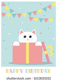 Cute happy birthday card. Vector illustration