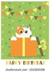 Cute happy birthday card. Vector illustration