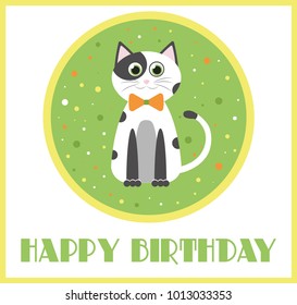 Cute happy birthday card. Vector illustration