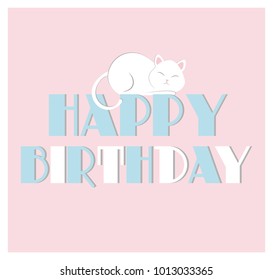 Cute happy birthday card. Vector illustration