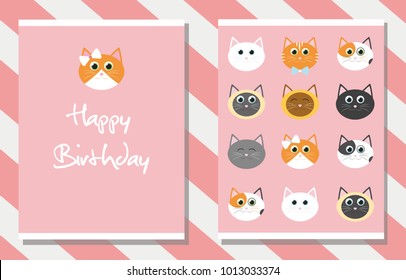Cute happy birthday card. Vector illustration