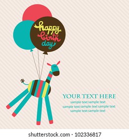 cute happy birthday card. vector illustration