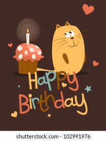 Cute happy birthday card. Vector illustration