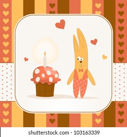 Cute happy birthday card. Vector illustration