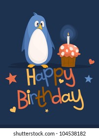 Cute happy birthday card. Vector illustration