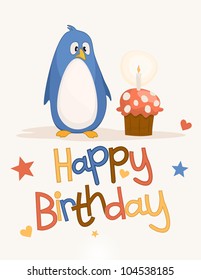 Cute Happy Birthday Card Vector Illustration Stock Vector (Royalty Free ...