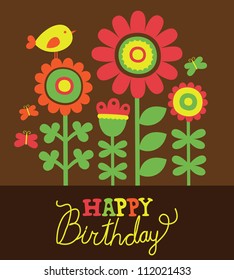 cute happy birthday card. vector illustration