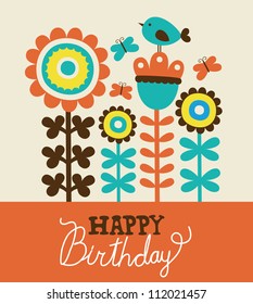 Cute Happy Birthday Card Vector Illustration Stock Vector (Royalty Free ...