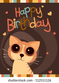 Cute happy birthday card. Vector illustration