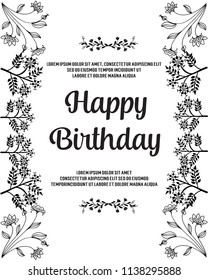 cute happy birthday card. vector illustration