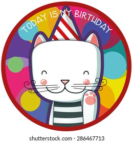 Cute happy birthday card. Vector illustration