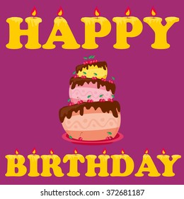 cute happy birthday card. vector illustration