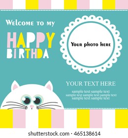 Cute happy birthday card. Vector illustration