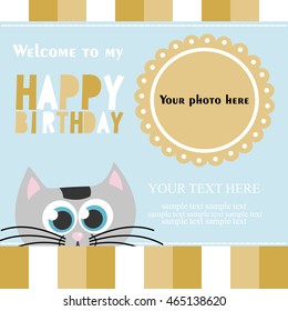 Cute happy birthday card. Vector illustration