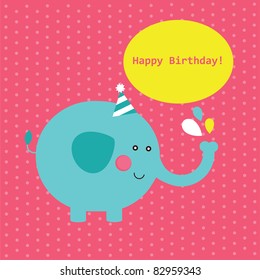 cute happy birthday card. vector illustration