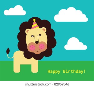 cute happy birthday card. vector illustration